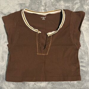 Out from Under Brown Ribbed Crop Top
